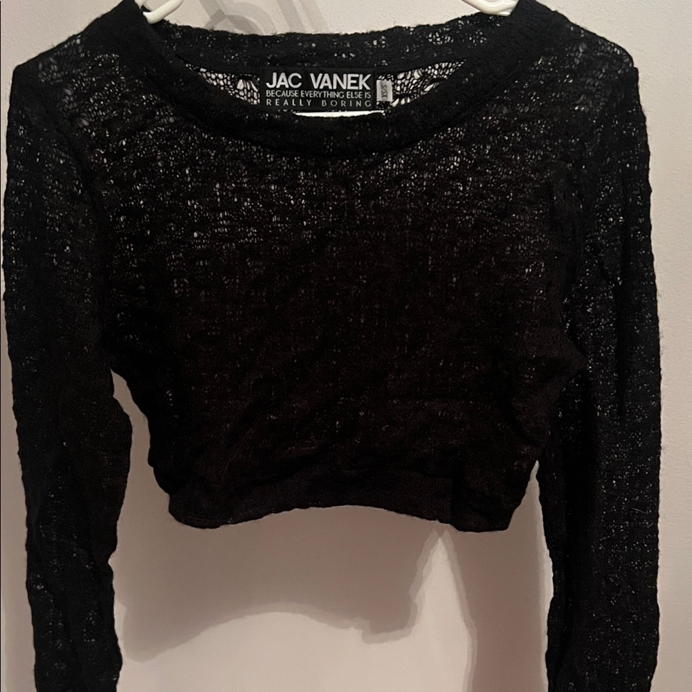 Jac Vanek Black Lace Cropped Sweatshirt